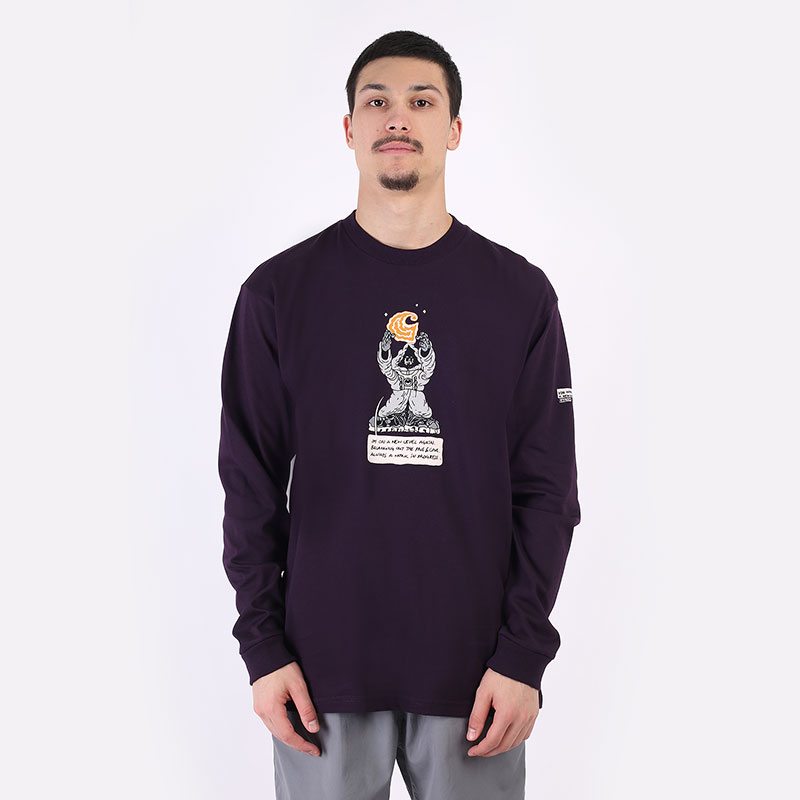 мужская фиолетовая футболка Carhartt WIP L/S Kaganatcult T-Shirt I029630-dark iris - цена, описание, фото 3